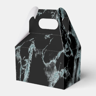 Light Turquoise Vein Black Marble Look Favor Boxes