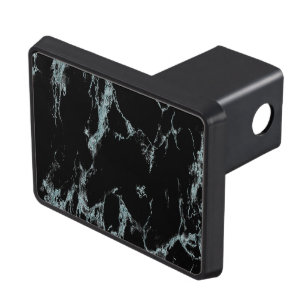 Light Turquoise Vein Black Marble Look Hitch Cover