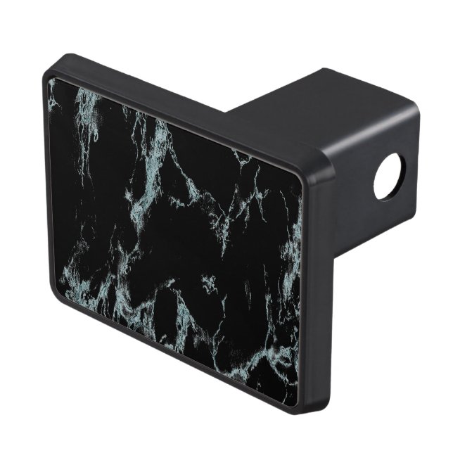 Light Turquoise Vein Black Marble Look Hitch Cover (Top Right)