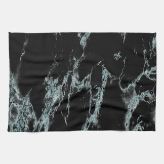 Light Turquoise Vein Black Marble Look Kitchen Towel