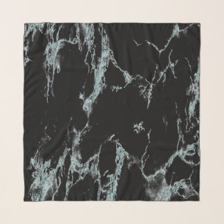 Light Turquoise Vein Black Marble Look Scarf