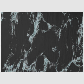 Light Turquoise Vein Black Marble Look Tissue Paper
