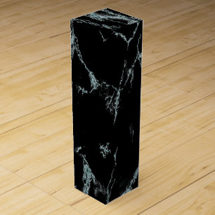 Light Turquoise Vein Black Marble Look Wine Box