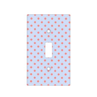 Light Turquoise with Coral Pink Polka Dots Light Switch Cover