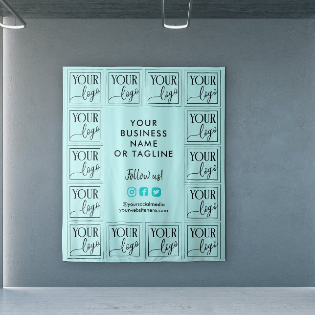 Light Turquoise Your Logo & Social Media Backdrop (Creator Uploaded)
