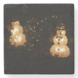 Light-Up Snowmen Christmas Holiday Photo Stone Coaster