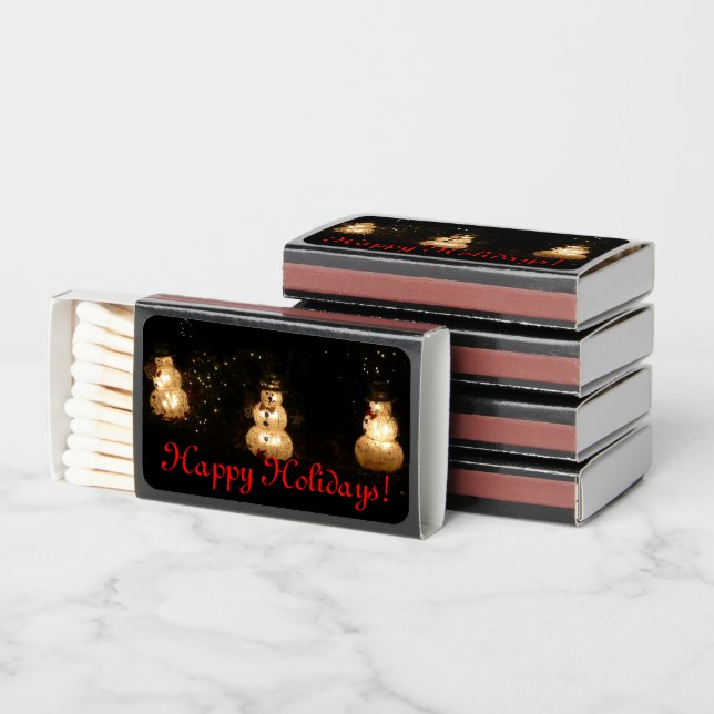 Light-Up Snowmen Holiday Card Matchboxes (Stacked)