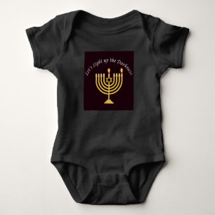Light Up the Darkness Hanukkah Menorah Baby Bodysuit