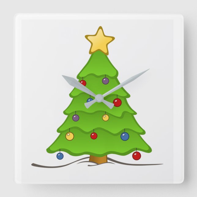 **LIGHT UP THE HOLIDAY TREE** SQUARE WALL CLOCK (Front)