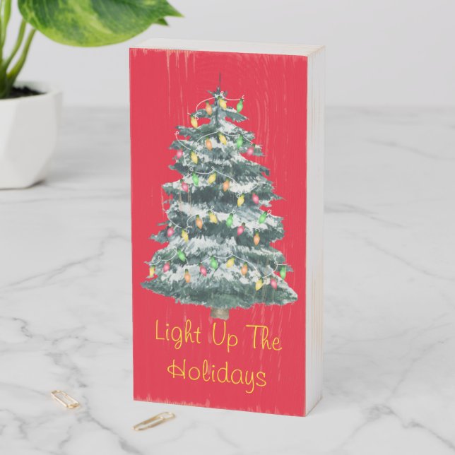Light Up The Holidays Wood Box Sign (In Situ Vertical)
