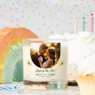 Light up the Love Minimalist Floral Wedding Photo Scented Candle