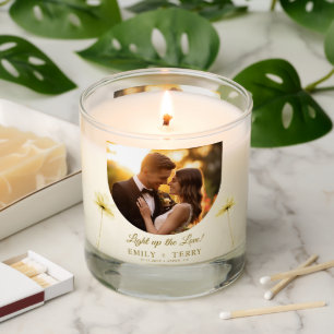 Light up the Love Minimalist Floral Wedding Photo Scented Candle