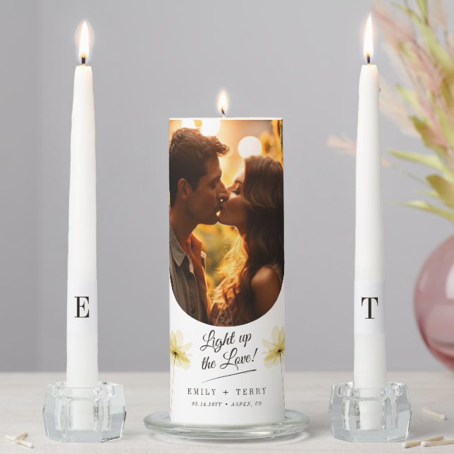Light up the Love Photo Floral Wedding Monogram Unity Candle Set (In Situ)