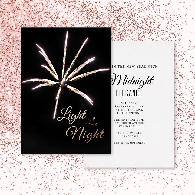 Light Up the Night Fireworks New Year's Eve Party Foil Invitation (Creator Uploaded)