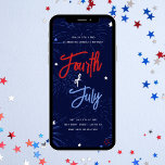 Light up the Sky 4th of July Party Invitation<br><div class="desc">Celebrate America's Birthday with this fun and patriotic 4th of July backyard bbq party invitation with firework and stars on a dark blue background with red white and blue typography.</div>