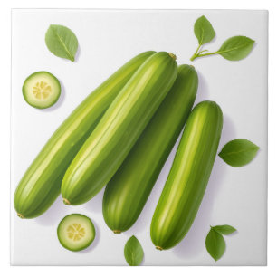 Light Vegetable Cucumber Floral Pattern Ceramic Tile
