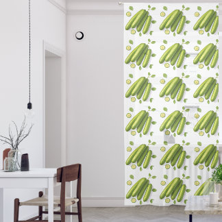 Light Vegetable Cucumber Floral Pattern Sheer Curtains