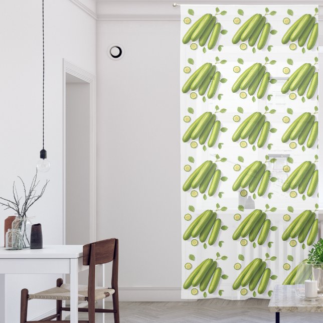 Light Vegetable Cucumber Floral Pattern Sheer Curtains (Living Room)