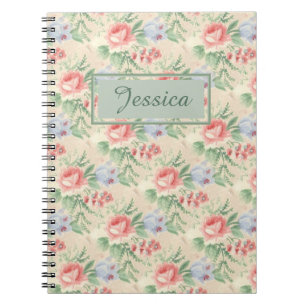 Light Vintage Pink Floral Pattern Personalised  Notebook