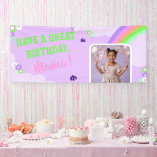Light Violet Custom Name & Photo Birthday Banner