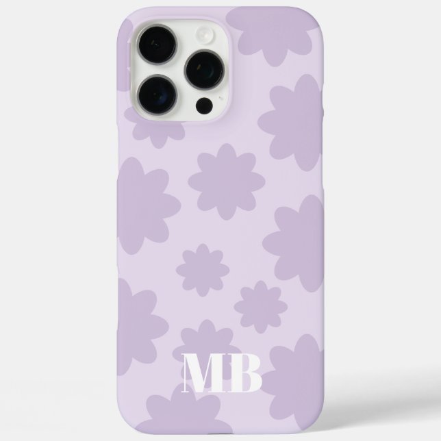 light violet floral unique monogram name initials Case-Mate iPhone case (Back)