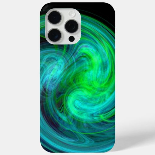 LIGHT VORTEX Abstract Blue Green Fractal Waves iPhone 15 Pro Max Case