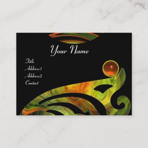 Customizable LIGHT VORTEX AGATE black yellow orange green Business Card