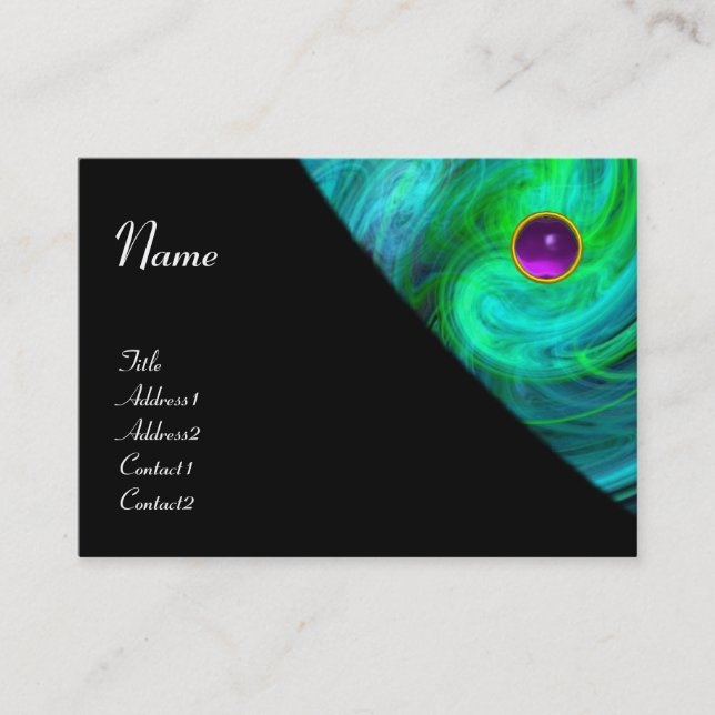 LIGHT VORTEX AMETHYST blue green yellow black Business Card (Front)