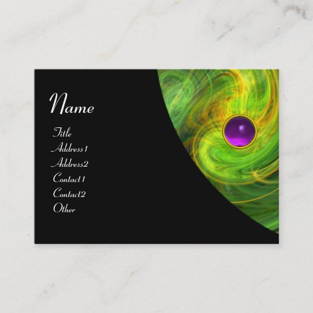 LIGHT VORTEX AMETHYST green yellow  black orange Business Card (Front)