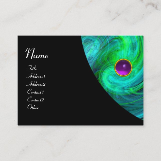 LIGHT VORTEX AMETHYST green yellow blue black Business Card (Front)