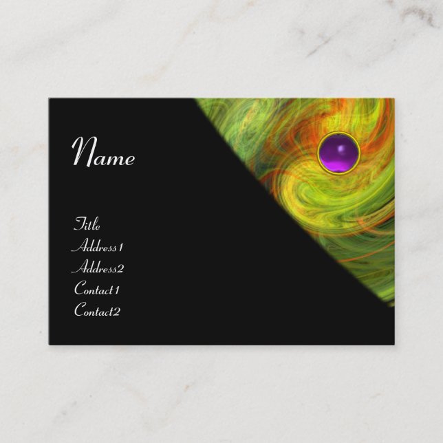LIGHT VORTEX AMETHYST orange green yellow black Business Card (Front)