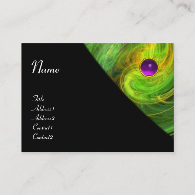 LIGHT VORTEX AMETHYST orange green yellow black Business Card (Front)