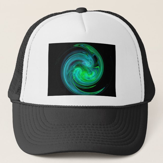 LIGHT VORTEX ,black blue green Trucker Hat (Front)