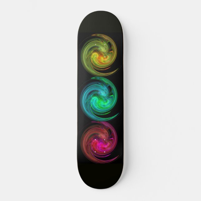 LIGHT VORTEX ,black red green blue yellow Skateboard Deck (Front)
