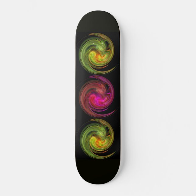 LIGHT VORTEX ,black  red pink yellow green orange Skateboard Deck (Front)