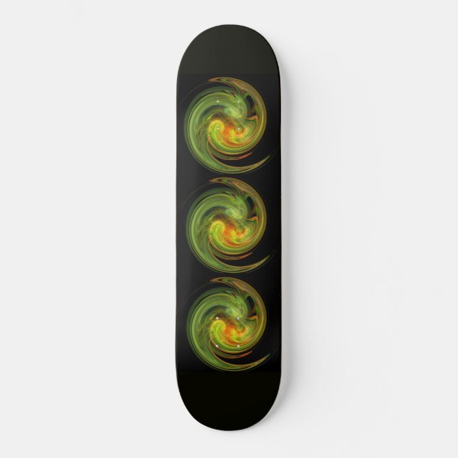 LIGHT VORTEX ,black yellow green orange Skateboard Deck (Front)