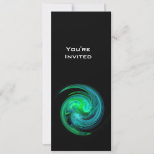 LIGHT VORTEX bright blue green  black Invitation