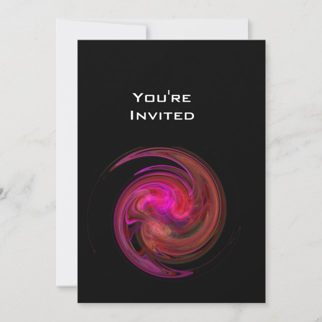 LIGHT VORTEX bright red violet pink purple  black Invitation (Front)