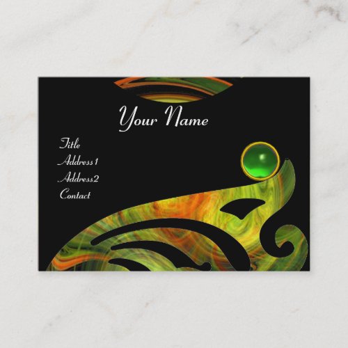 LIGHT VORTEX EMERALD black yellow orange green Business Card