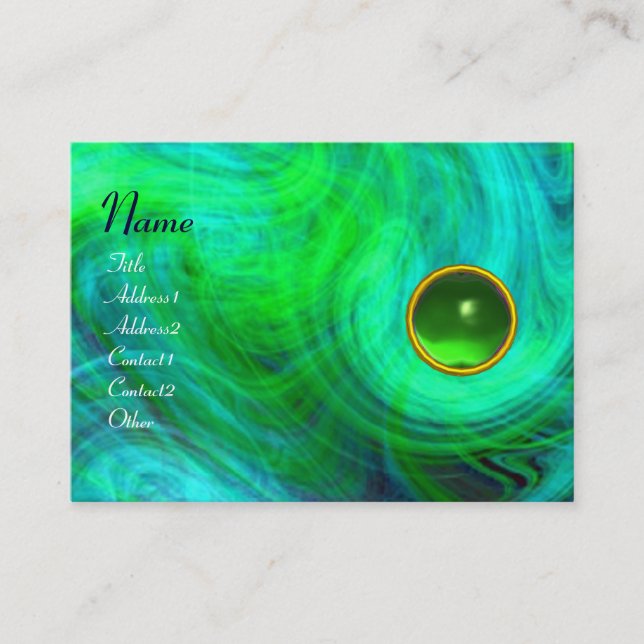 LIGHT VORTEX  EMERALD green yellow orange blue Business Card (Front)
