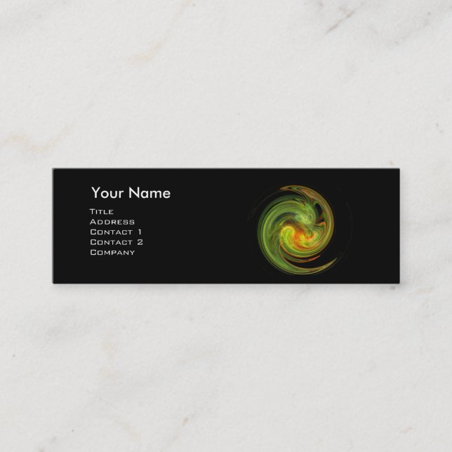 LIGHT VORTEX MONOGRAM Vibrant black yellow Mini Business Card (Front)