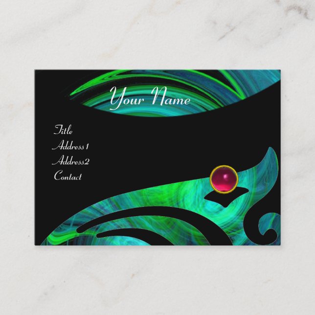 LIGHT VORTEX RUBY blue green black pink yellow Business Card (Front)
