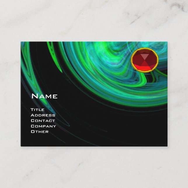 LIGHT VORTEX  RUBY- blue green black red Business Card (Front)