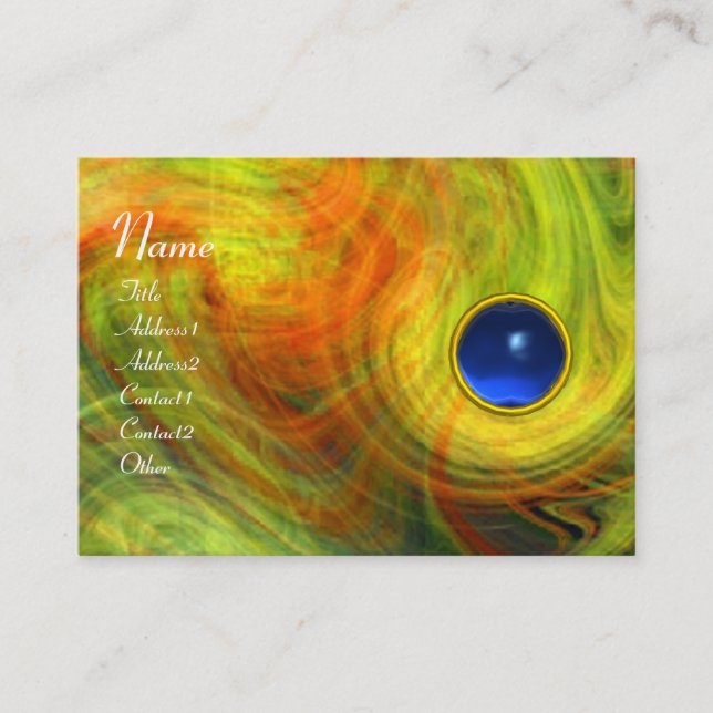 LIGHT VORTEX  SAPPHIRE  red yellow orange blue Business Card (Front)