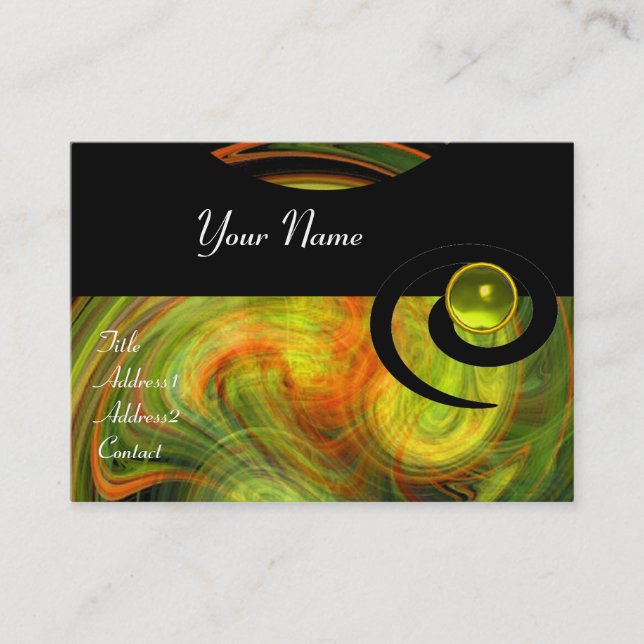 LIGHT VORTEX TOPAZ black yellow orange green Business Card (Front)