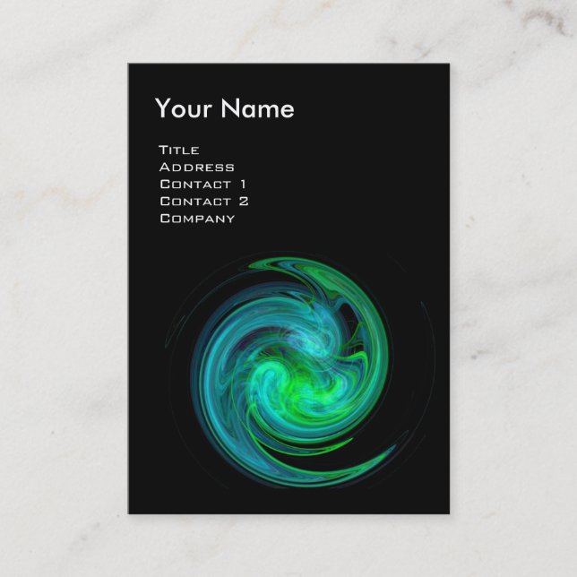 LIGHT VORTEX ,vibrant black blue green Business Card (Front)