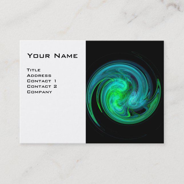 LIGHT VORTEX ,vibrant black blue green white Business Card (Front)