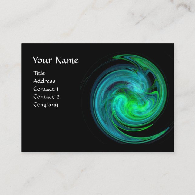 LIGHT VORTEX ,vibrant black green yellow blue Business Card (Front)