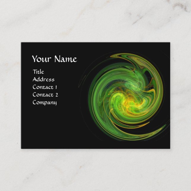 LIGHT VORTEX ,vibrant black green yellow orange Business Card (Front)