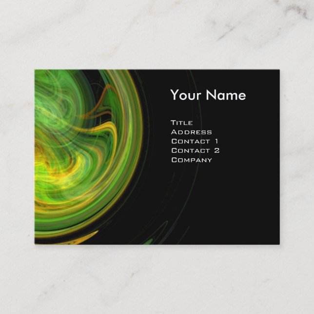 LIGHT VORTEX  Vibrant black yellow green orange Business Card (Front)